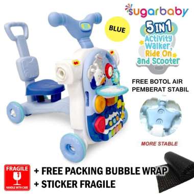 Sugar Baby 5in1 Activity Walker Ride On and Scooter BLUE / Baby Walker / Push Walker / Alat Bantu Ja