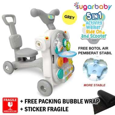 Sugar Baby 5in1 Activity Walker Ride On and Scooter GREY / Baby Walker / Push Walker / Alat Bantu Ja