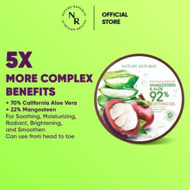 Nature Republic Mangosteen Aloe Vera 92% Soothing & Moisture Gel 300ml - Face & Body Gel Multifungsi