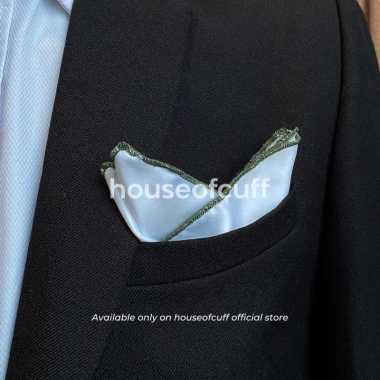 Houseofcuff pocket square handkerchief sapu tangan putih list hijau 40x40