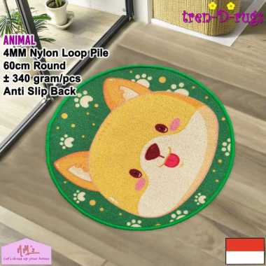Keset kaki bulat bundar lingkaran round jumbo diameter 60 cm anti slip motif abstrak nordic aestheti