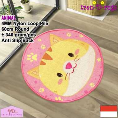 Keset kaki bulat bundar lingkaran round jumbo diameter 60 cm anti slip motif abstrak nordic aestheti