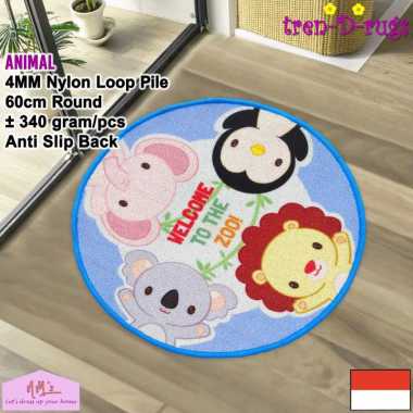 Keset kaki bulat bundar lingkaran round jumbo diameter 60 cm anti slip motif abstrak nordic aestheti