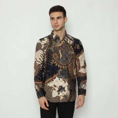 Platini Kemeja Batik Pria Lengan Panjang Katun 36084 NAVY S