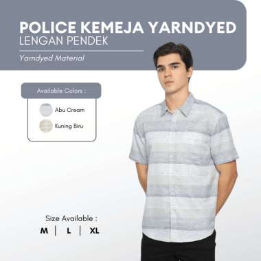 POLICE Kemeja Yarndyed Regular Fit Pria Kuning Biru L