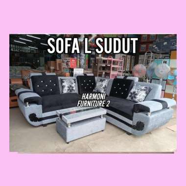 SOFA L SUDUT MINIMALIS SOFA L MINIMALIS BANTAL FREE ONGKIR SERANG KOTA COKLAT BULUDRU