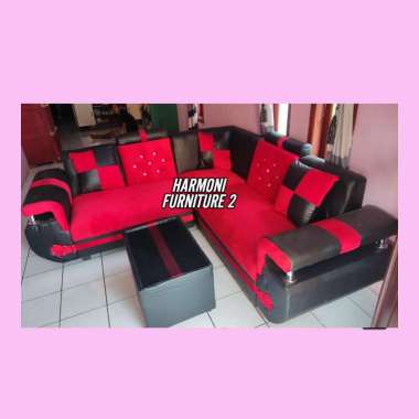 SOFA L SUDUT MINIMALIS SOFA L MINIMALIS BANTAL FREE ONGKIR SERANG KOTA MERAH HITAM
