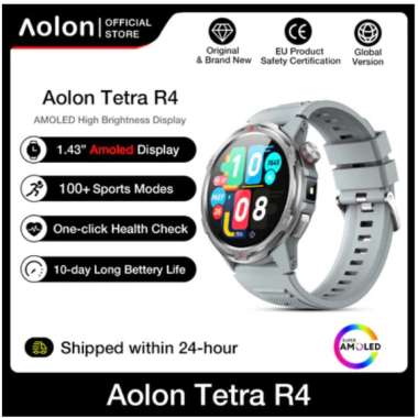Aolon Tetra R4 Smartwatch Amoled AOD Cover Lock Compass Bluetooth Call Smart Watch Silver