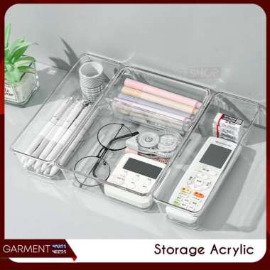 Organizer Sekat Laci Akrilik Kotak Tempat Penyimpanan Rak Drawer Basket Storage Box Transparan BUBBL