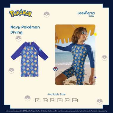 Pokémon Navy Long Sleeves Diving, Baju Renang Anak 12Y Pikachu