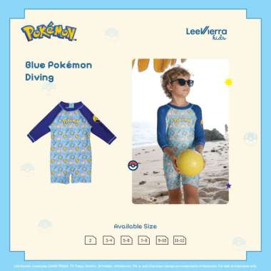 Pokémon Blue Long Sleeves Diving, Baju Renang Anak 2Y Pokémon