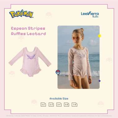 Espeon Stripes Ruffle Leotard, Baju Renang Anak 1-2Y Espeon