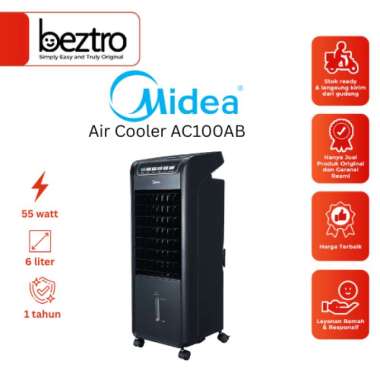 Midea Air Cooler AC100-AB - Cooling Tower Fan 6 Liter 50 Watt 2 Cool Pack + Remote AC100AB original 