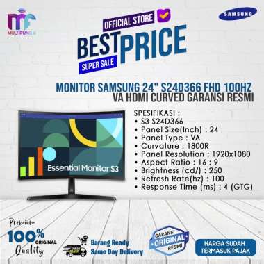Monitor Samsung 24" S24D366 FHD 100Hz VA HDMI Curved Garansi Resmi