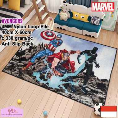Disney Marvel Official Merchandise Avengers karpet bermain anak 150 cm x 200 cm anti slip motif kart