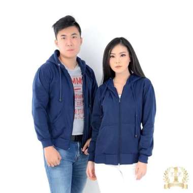 Jaket Sweater Hoodie SLETiNG ZiPPER RESLETiNG ZiPER Distro Biru Navy POLOS custom pria wanita unisex