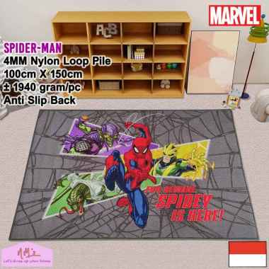 Disney Marvel Official Merchandise Spiderman karpet playmat anak 100 cm x 150 cm anti slip motif kar