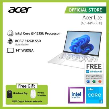 ACER LAPTOP LITE AL1-14M-3CID 14" WUXGA INTEL I3-1215U RAM 8GB STORAGE 512GB SSD INTEL UHD GRAPHICS 