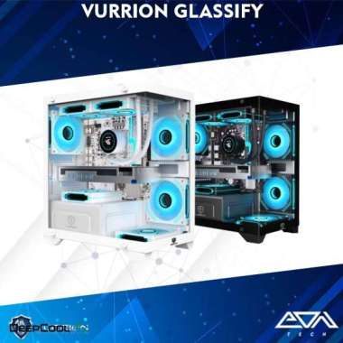 VURRION Glassify PC Gaming Case | Casing M-ATX Free 3Fan Packing kayu Black