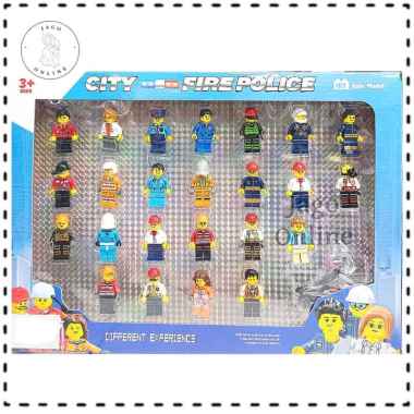 Mainan anak cowok laki leggo miniatur orang orangan set City Isi 24