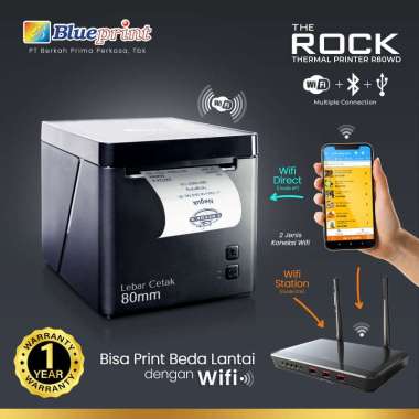 Thermal Printer / Printer Struk / Printer Kasir Desktop 80mm BLUEPRINT R80WD - WiFi + Bluetooth + US