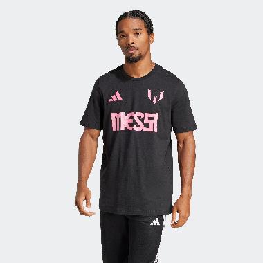 adidas Men Football Messi Name & Number Graphic T-Shirt Kaos Sepakbola Pria [JM3551] M black