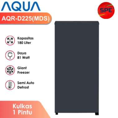 KULKAS 1 PINTU AQUA KAPASITAS 180 LITER AQR-D225(MDS) / AQRD225(MDS) GARANSI RESMI (MEDAN)
