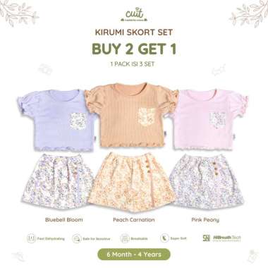 CUIT BUY 2 GET 1 FREE - Paket 3 SET Kirumi Setelan Anak Perempuan Skort Set Celana Rok 2XL (3-4 Tahu
