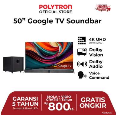 POLYTRON 4K UHD Smart Cinemax Soundbar Google TV 50 Inch PLD 50BUG5058