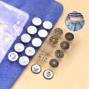 OEM ONE-C1224 Kancing Jeans Logam Tusuk Pengecil Celana Jeans Baut Instant Adjustable Motif Multifun