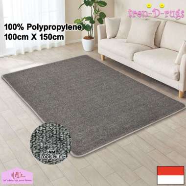 Karpet polypropylene polos lantai ruang tamu tidur permadani bulu minimalis 100 cm x 150 cm - NMs Ab