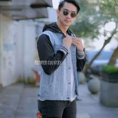 Jaket Jeans BOY Jaket Jeans Raglan Kombinasi Bioblitz Hitam M/STD