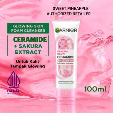 Garnier Sakura Glow Face Wash 100ml - Pembersih Wajah