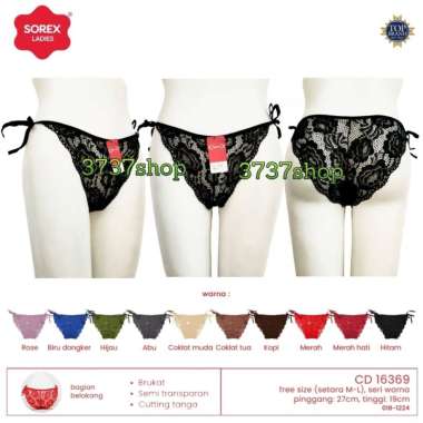SOREX LADIES CD 16369 - CELANA DALAM BRUKAT SEMI TRANSPARAN WANITA MODEL IKAT TALI