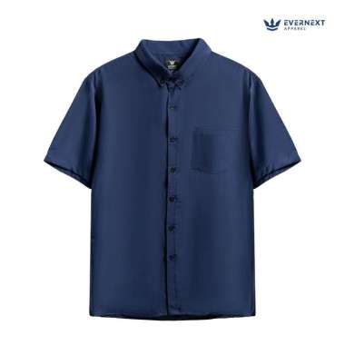 EVERNEXT - KEMEJA PENDEK PRIA EZRA SHORT SHIRT KEMEJA POLOS PRIA KEMEJA KANTOR CASUAL PRIA NAVY XL