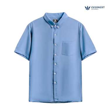 EVERNEXT - KEMEJA PENDEK PRIA EZRA SHORT SHIRT KEMEJA POLOS PRIA KEMEJA KANTOR CASUAL PRIA DENIM XL