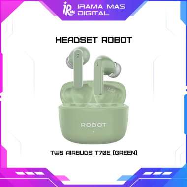 HEADSET ROBOT - TWS AIRBUDS T70E (PINK, GREEN) GREEN