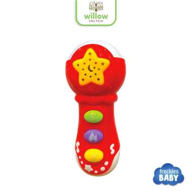 Mainan Anak - Freckles Baby Smart Toys Microphone Blue W/Light/Music & Projection Red