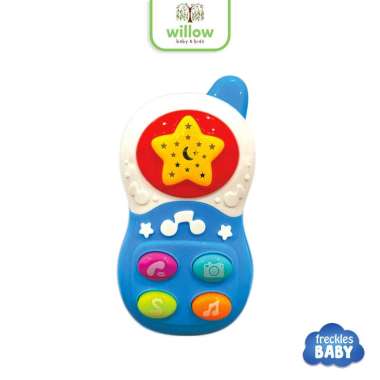 Mainan Music Anak - Freckles Baby Smart Toys Mobile Phone W/Light/Music & Projection Blue