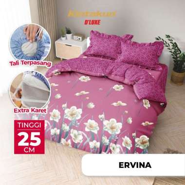 Kintakun Bed Cover Set Rumbai 180 x 200 DLUXE Aesthetic Microtex Tinggi 25 cm B2 + Bantal Love - Mul