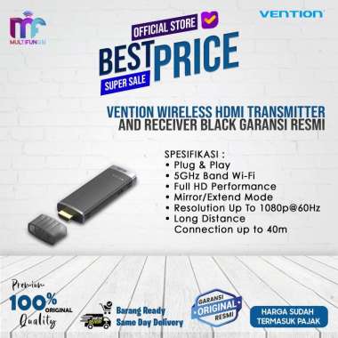 Vention Wireless HDMI Transmitter and Receiver Black Garansi Resmi