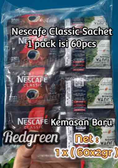Kopi Nescafe Classic Sachet 2gram 1 pack isi 60 renceng 60pcs 60sachet