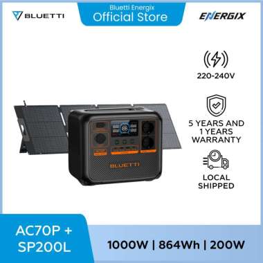 BLUETTI AC70P Portable Power Station | 1000W 864Wh AC70P+SP200L