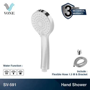 VONE Hand Shower Mandi Handshower Multi Fungsi Air SV-591 Putih Chrome