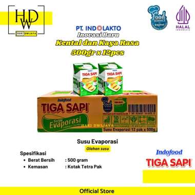 [500gr] Susu Evaporasi Tiga Sapi 1 Dus Isi 12Pcs