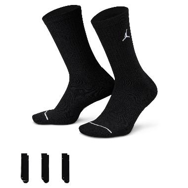 NIKE Unisex Basketball Jordan ED Cushioned Poly Crew Sock 3 Pairs Kaos Kaki Basket [DX9632-010] XL B