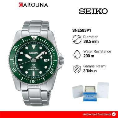 Jam Tangan Pria Seiko Prospex SNE583P1 SOLAR QUARTZ 200M DIVER Green Dial Stainless Steel Strap