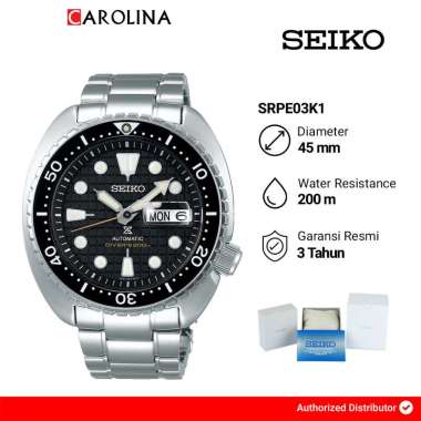 Jam Tangan Pria Seiko Prospex SRPE03K1 King Turtle Automatic Black Dial Stainless Steel Strap