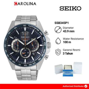 Jam Tangan Pria Seiko Chronograph SSB345P1 Neo Sport Navy Dial Stainless Steel Strap