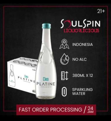 Cleo Platine 380ml Sparkling Mineral Water [ Dus isi 12 Botol Kaca ] Dus isi 12 Botol